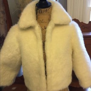 Girls white faux fur coat